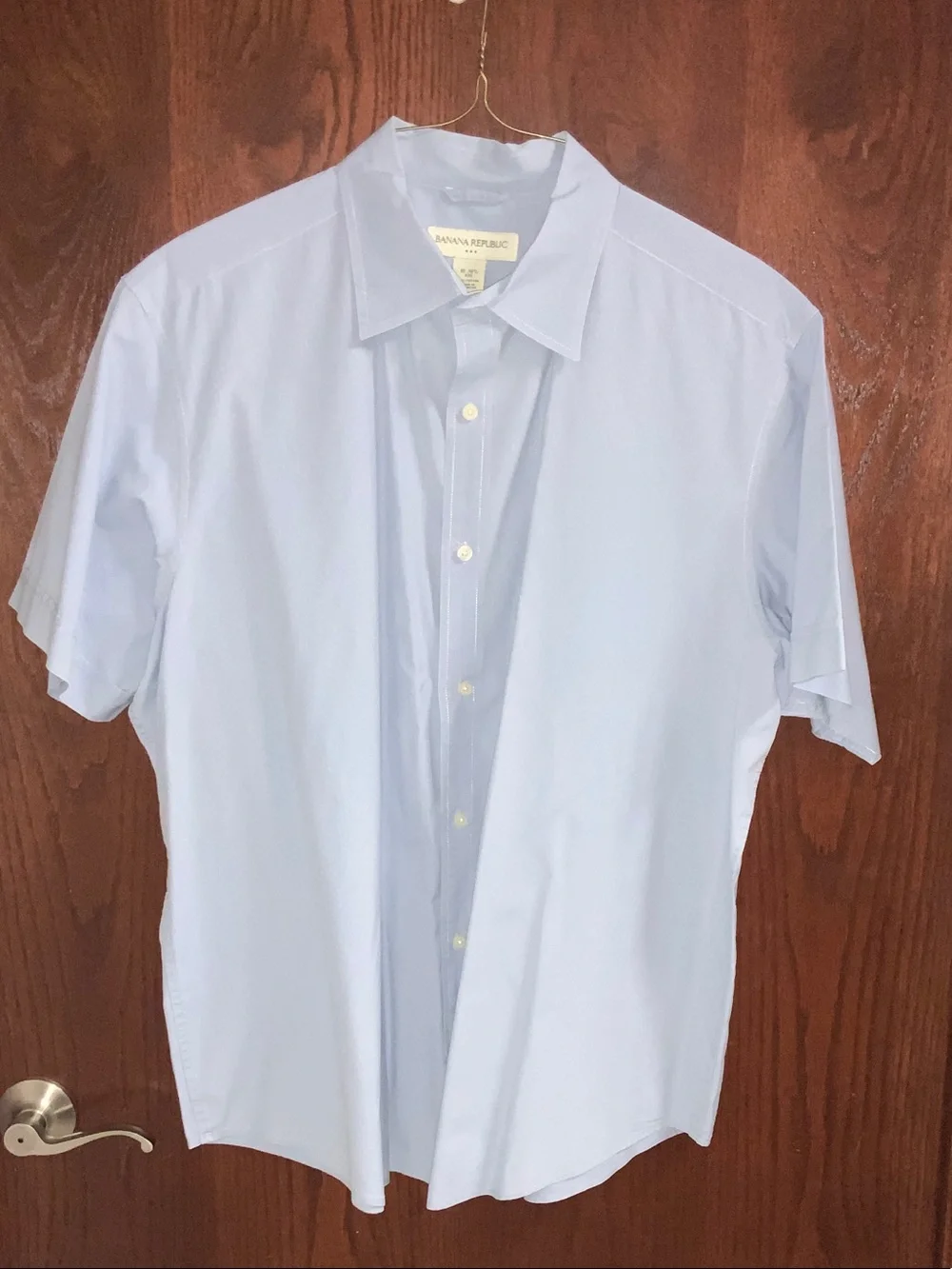 Banana Republic Light Blue-Gray Short Sleeve Button-Down Shirt